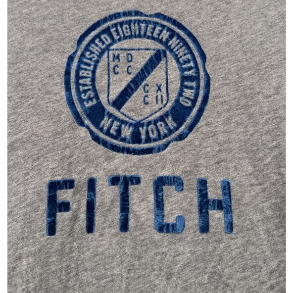 Abercrombie & Fitch Gray Muscle T Shirt Tee Size Medium Velvet Trim Preppy READ - Picture 4 of 7